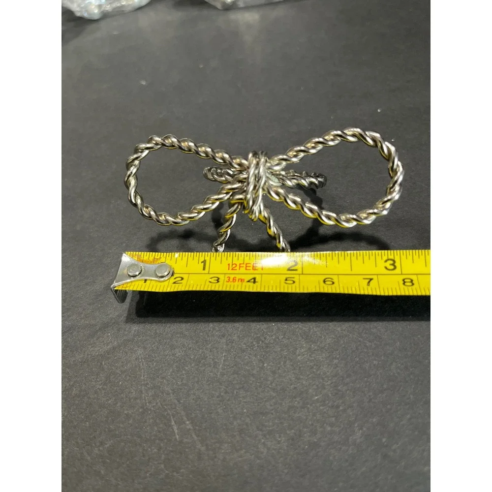 Silver Tone Twisted Rope Bow Napkin Rings Set of 4 Table Decor Accessory
